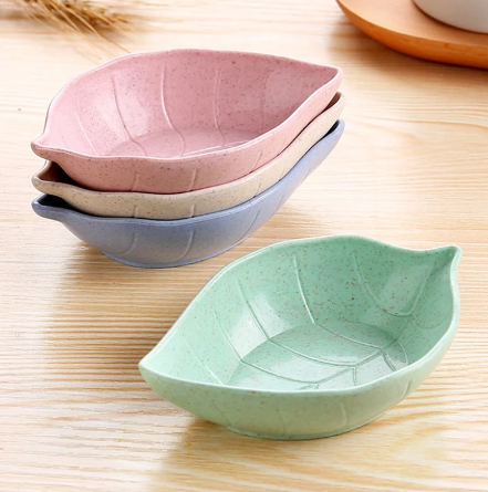 (Pack Of 2) Multipurpose Leaf-Shape Small Seasoning Saucers Appetizer Plates For Vinegar/Salad Soy Sauce