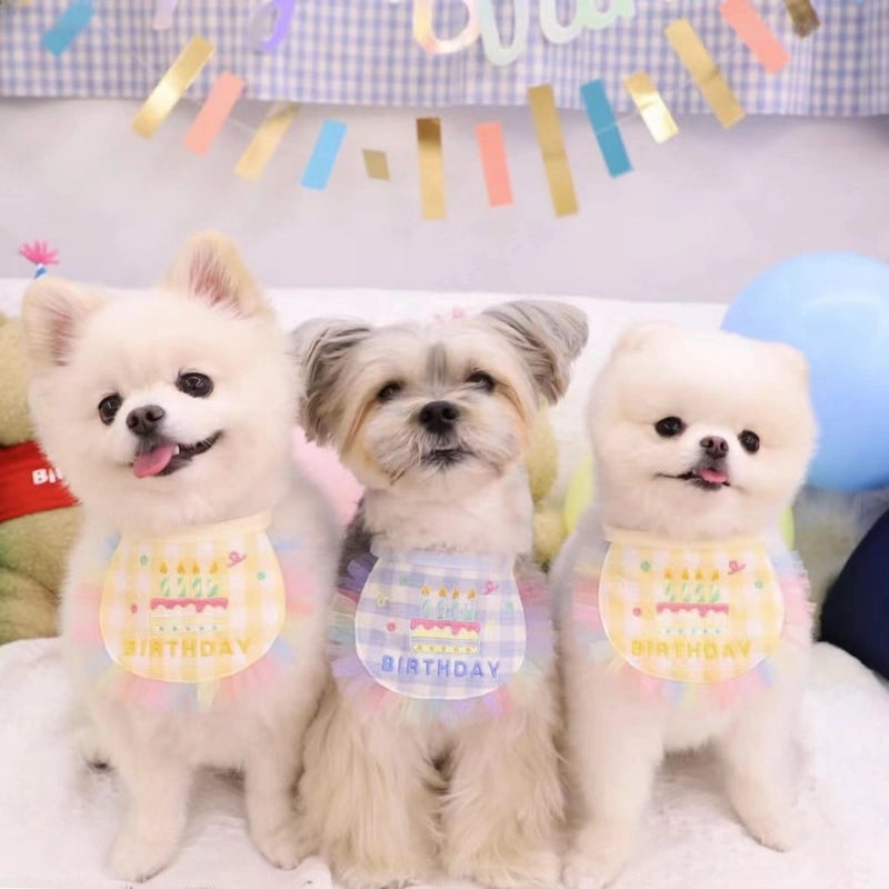 Spot  Cute Birthday Embroidery Dog Bib Pet Cat Dog Bib Saliva Towel