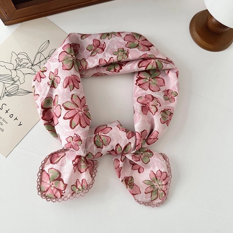 Women's Elegant Sweet Printing Cotton And Linen Silk Scarf