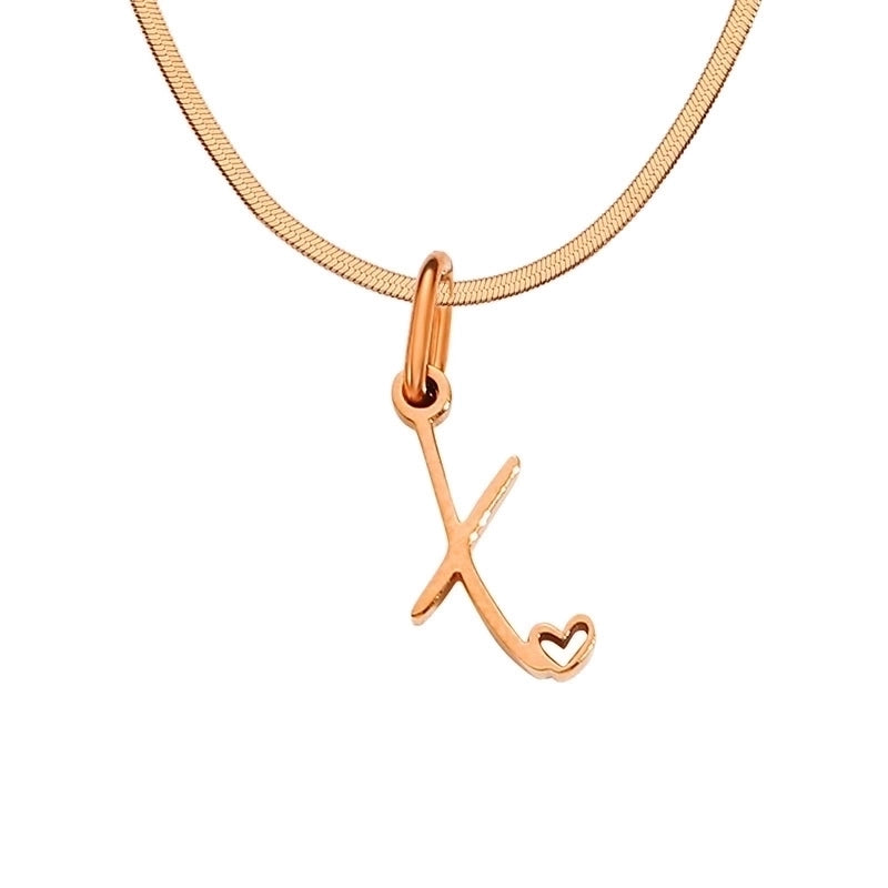 Stainless Steel Titanium Steel 14K Gold Plated Minimalist Plating Letter Heart Shape Pendant Necklace