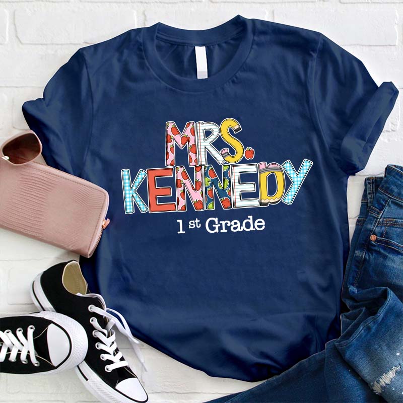 Personalized Name And Grade Teacher T-Shirt