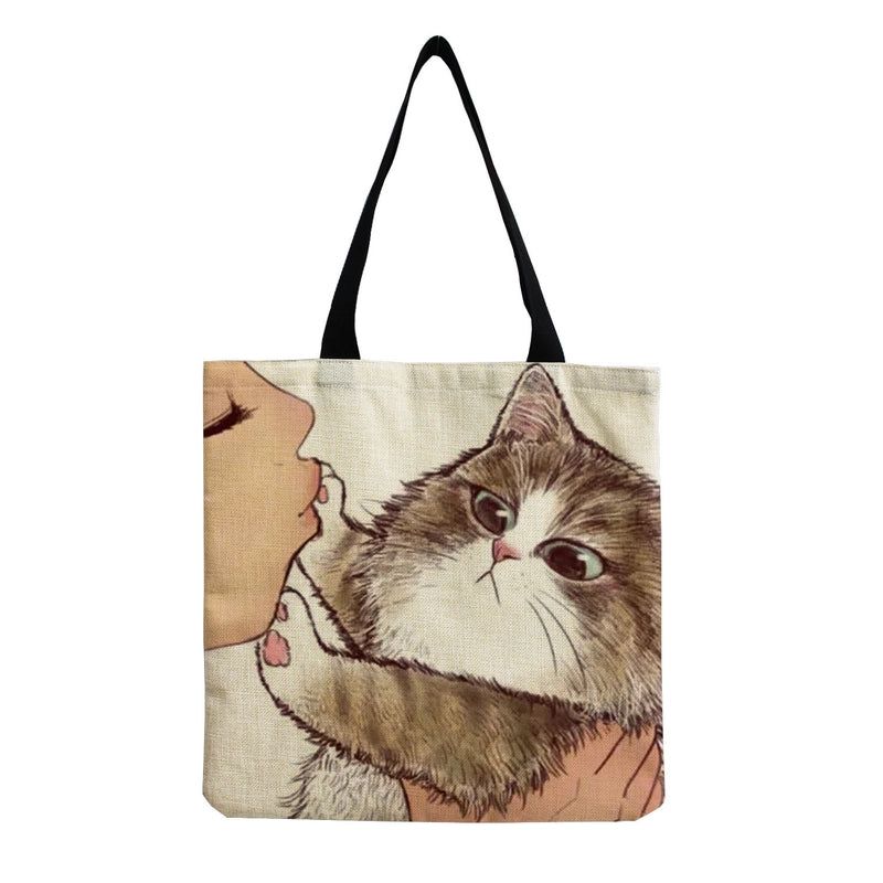 Women's Linen Animal Cute Square Open Shoulder Bag