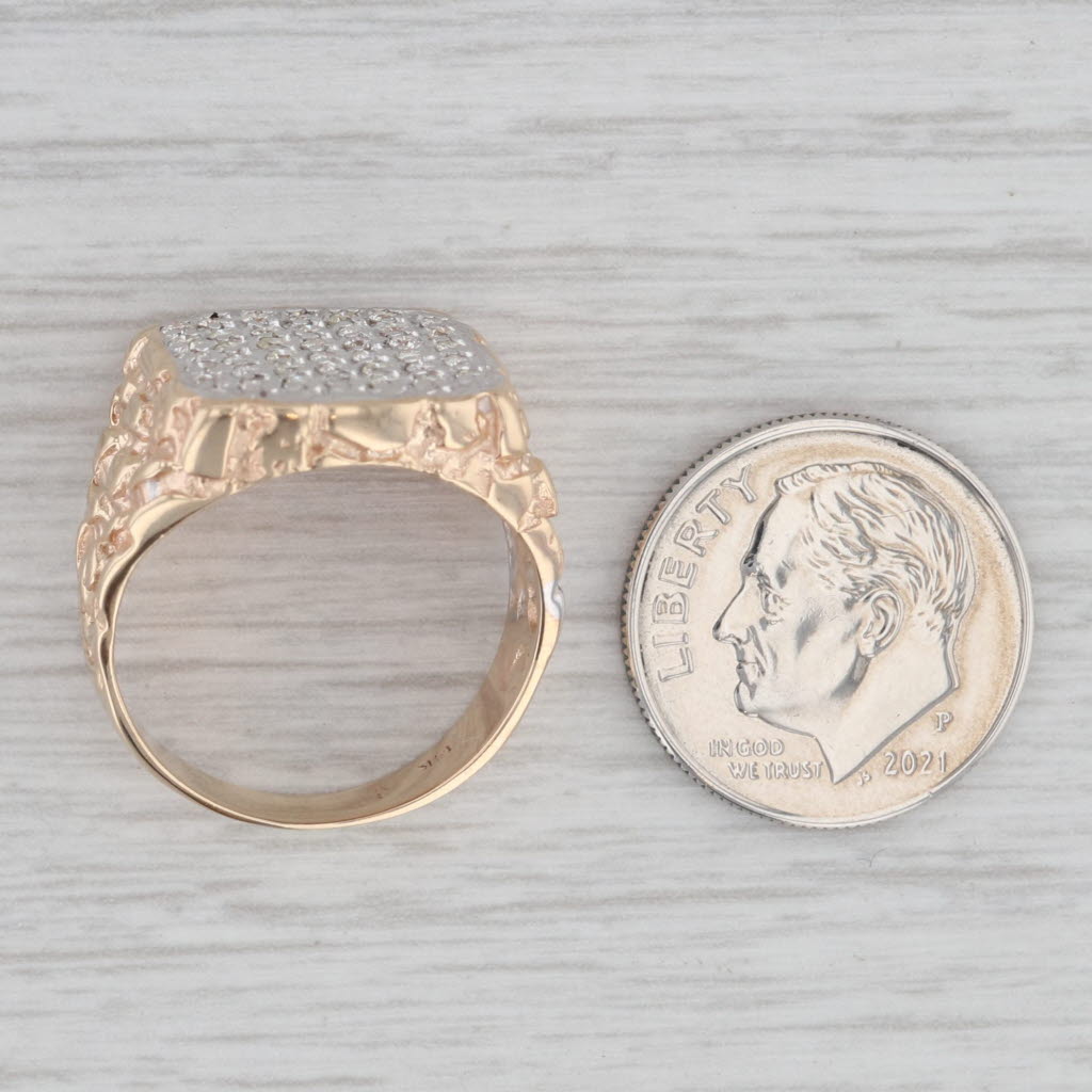 0.40ctw Diamond 14k Yellow Gold Nuggt Ring Size 7.25