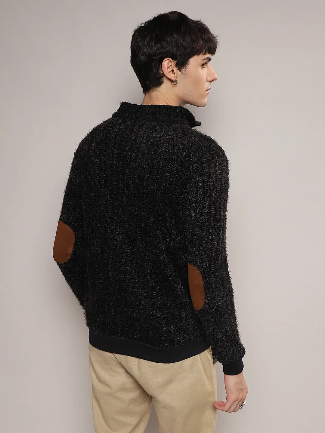 Self-Design Striped Knitted Jacket