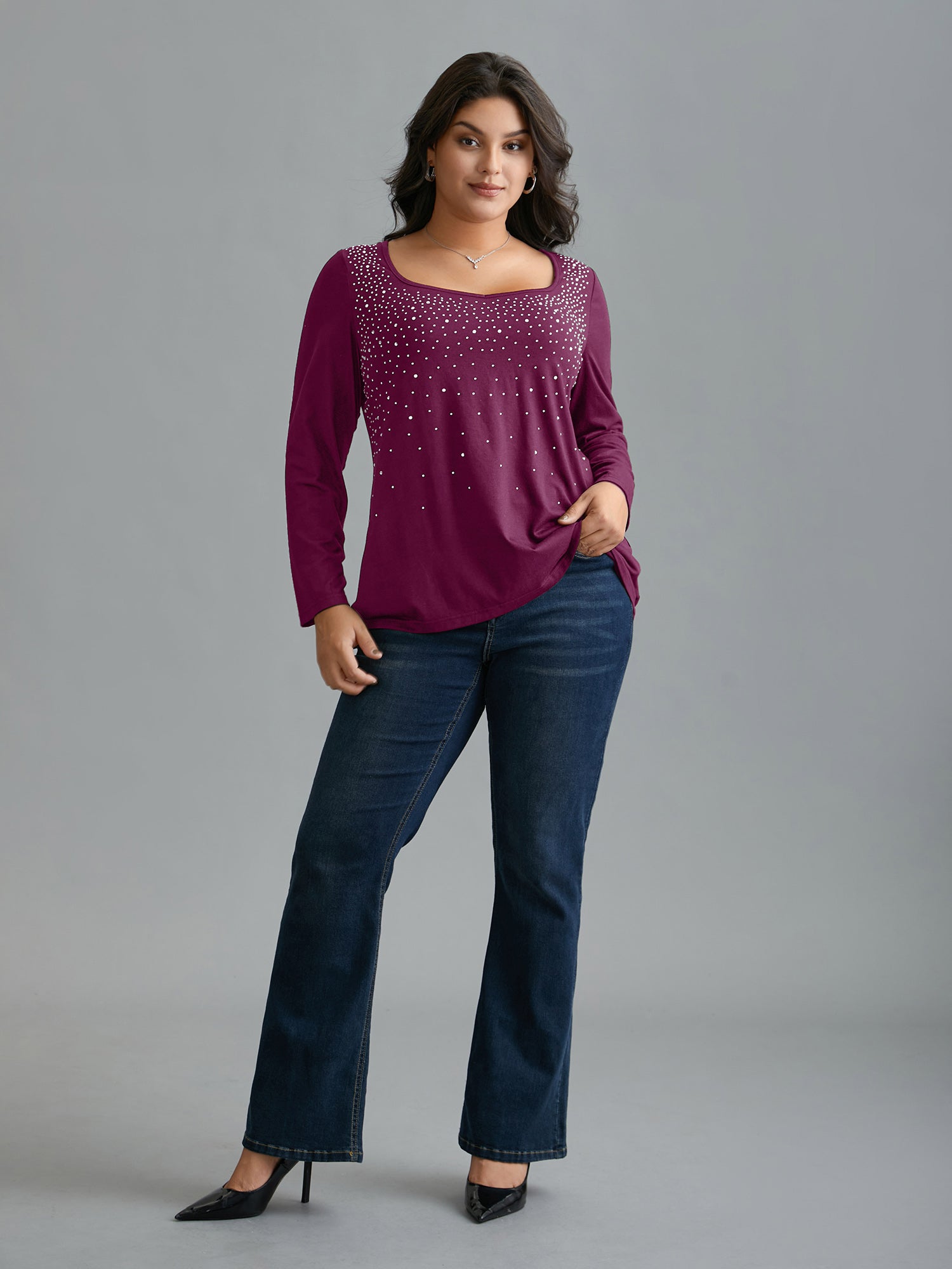 Sequin Stretchy Long Sleeve T-shirt