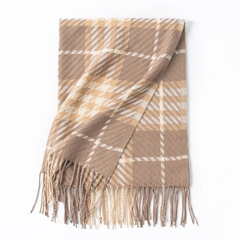 Women's  Plaid Imitation Cashmere Tassel Scarf