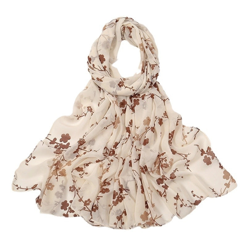 Women's Elegant Sweet Flower Polyester Scarf Shawl
