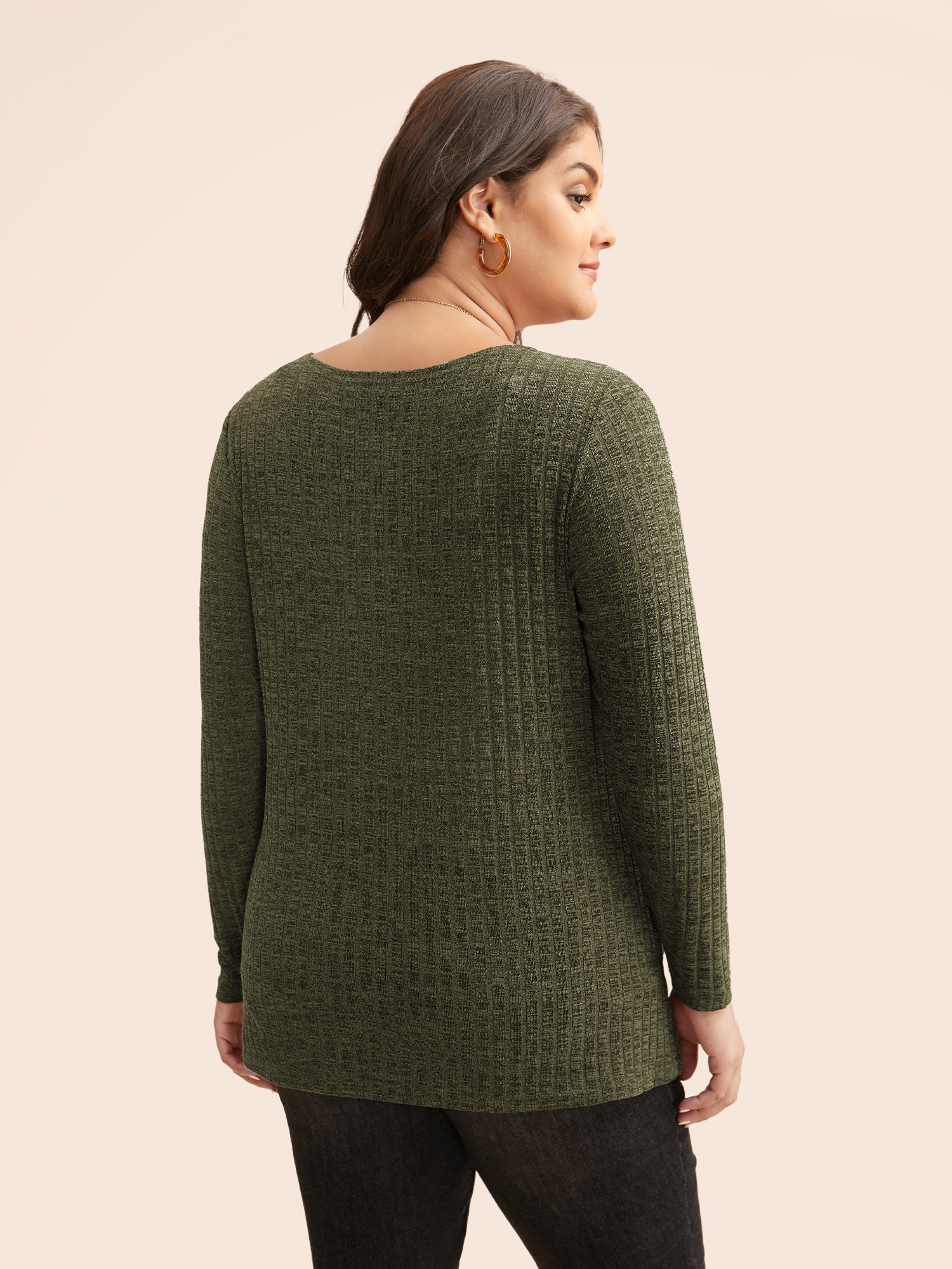 Solid Rib Knit Wrap Jersey Top