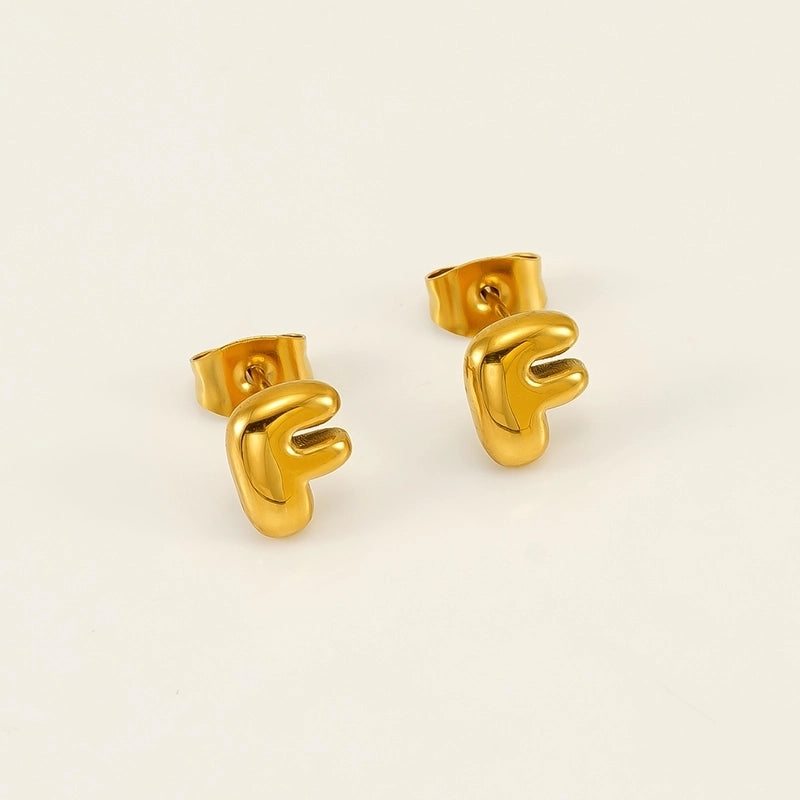 1 Piece Minimalist Classic Style Letter Plating 304 Stainless Steel 18K Gold Plated Ear Studs