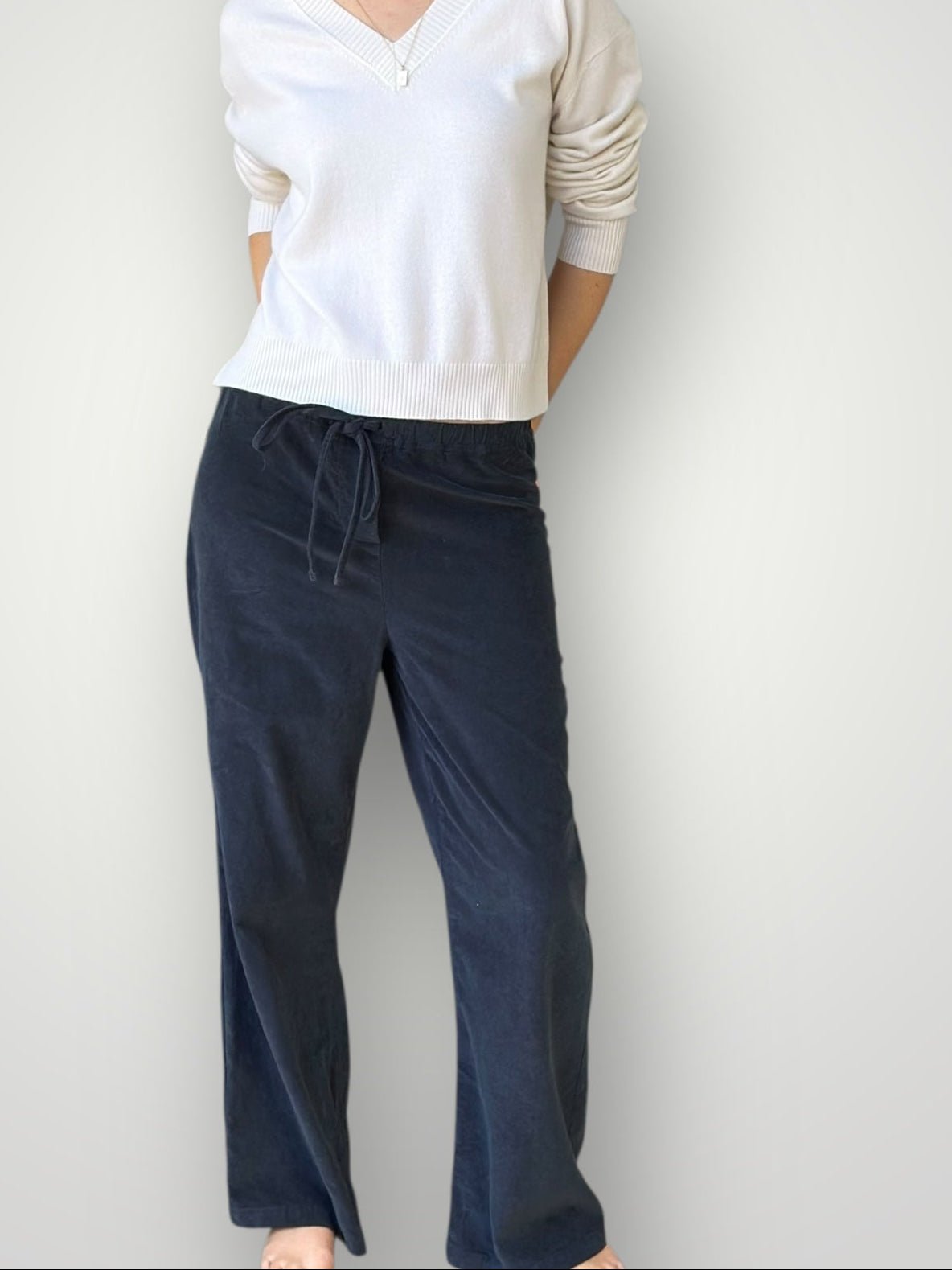 hazel wide leg pants - charcoal cord