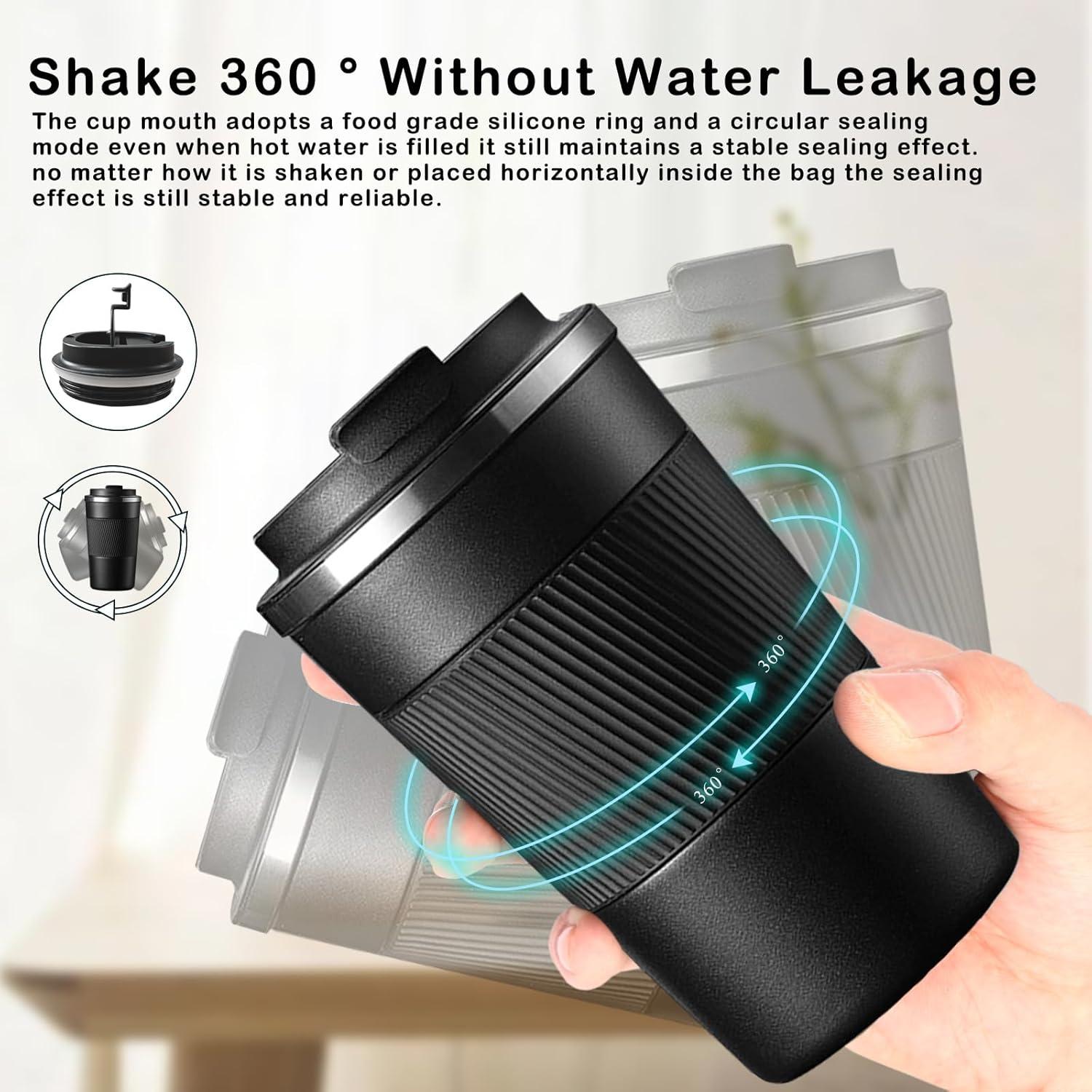 Senshuomy Travel Mug, Insulated Coffee Cup with Leakproof Lid, Reusable Coffee Cups Travel Cup, Stainless Steel thermaol Mug for Hot Cold Drinks (Green 380ml)