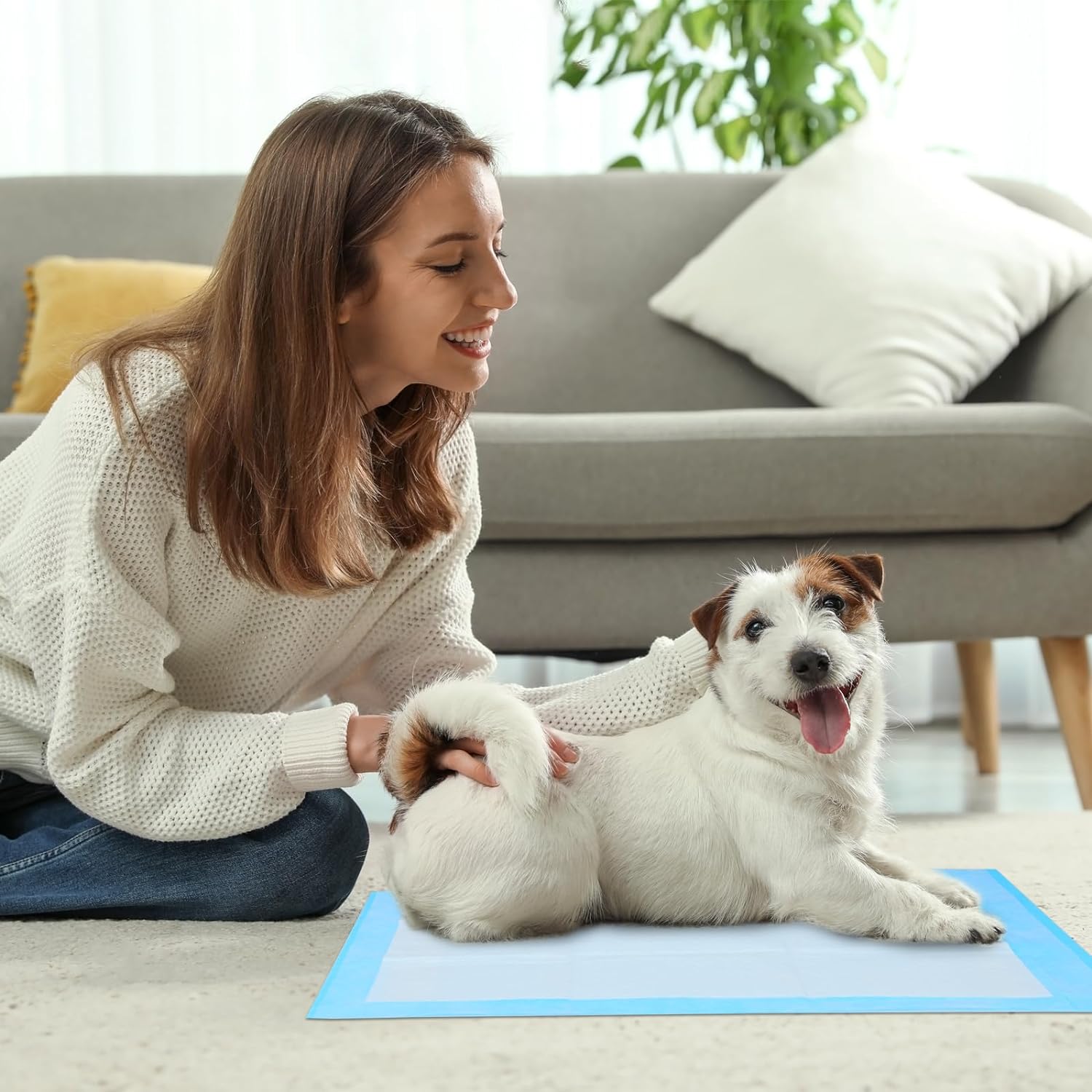 ScratchMe Super Absorbent Waterproof Dog and Puppy Pet Training Pad. Housebreaking Pet Pad.Blue (17.6x23.6 (50PCS))