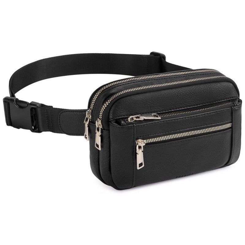 Women's Basic Solid Color Pu Leather Waist Bags