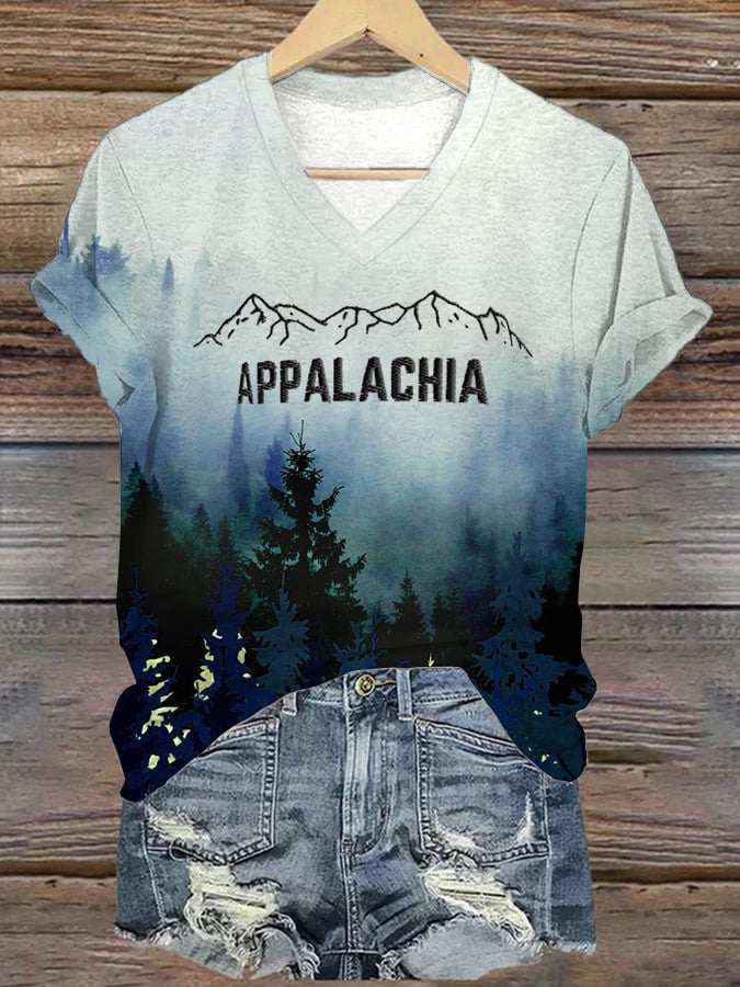 Women's Appalachia Strong Print V-Neck T-Shirt