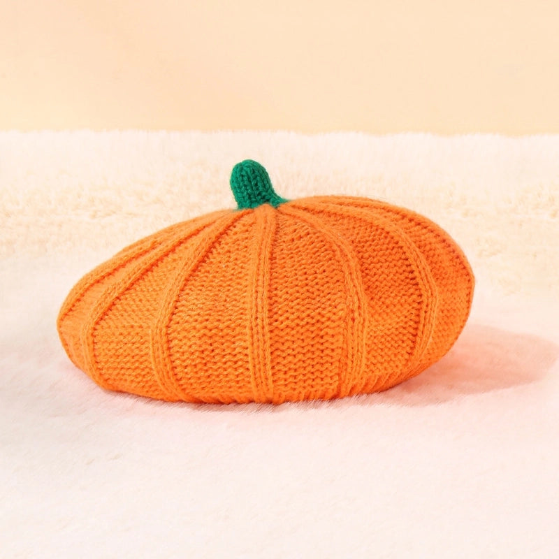 Children Unisex Adults Cartoon Style Cute Minimalist Pumpkin Eaveless Wool Cap