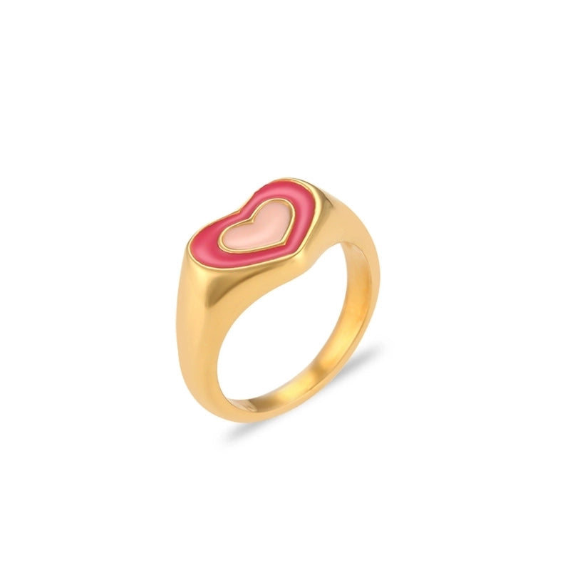 Fashion Heart Shape 304 Stainless Steel 18K Gold Plated Plating Rings