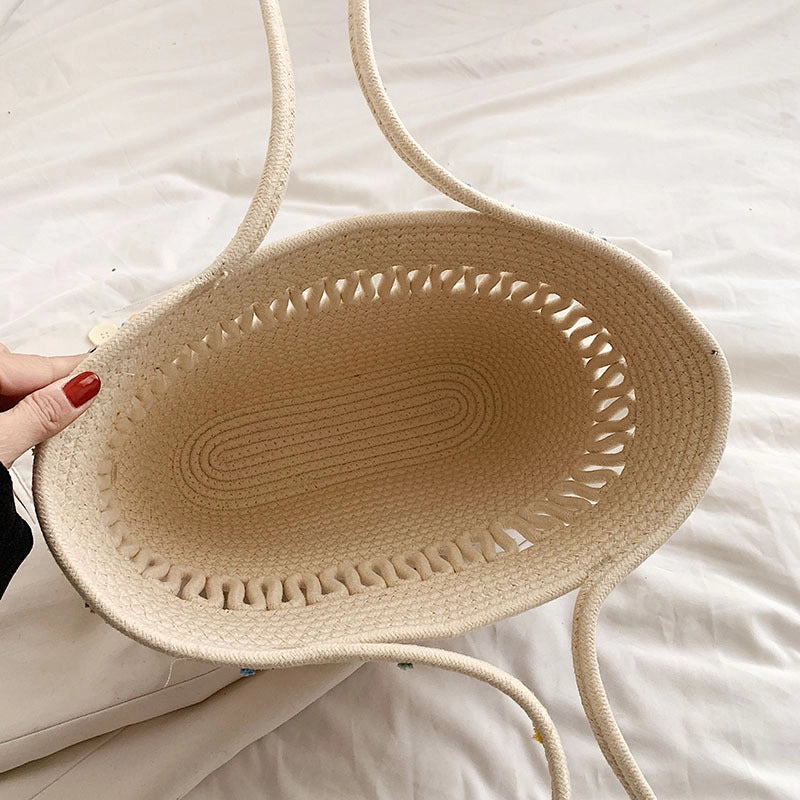 Women's Medium Spring&summer Cotton Fashion Straw Bag