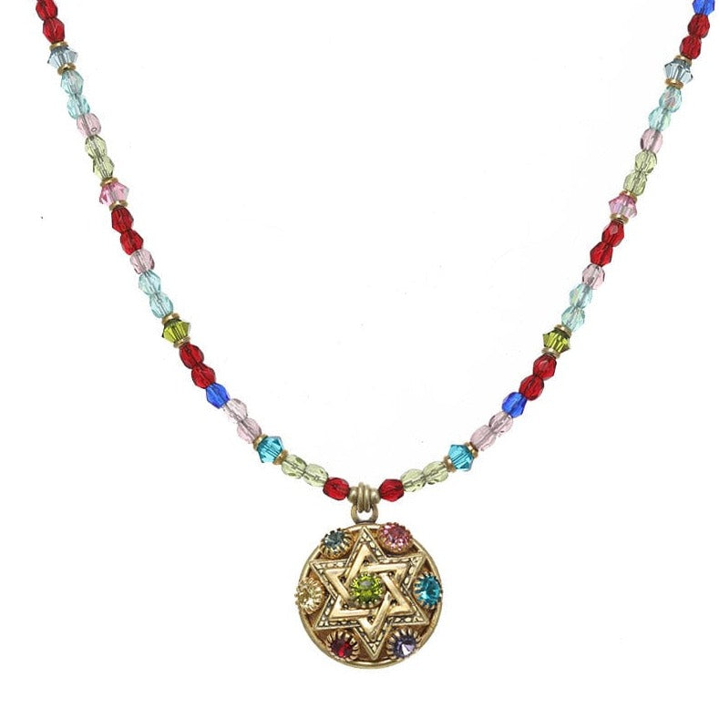 Multicolor Star of David Crystal Necklace