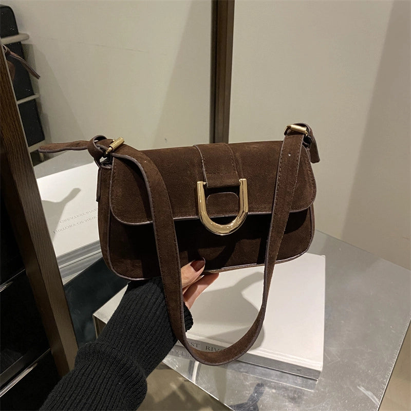 Women's Medium Special Solid Color Streetwear Sewing Thread Square Flip Cover Crossbody Bag