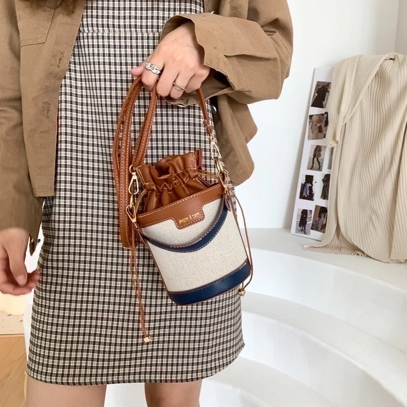 Women's Small Pu Leather Business Bucket Bag