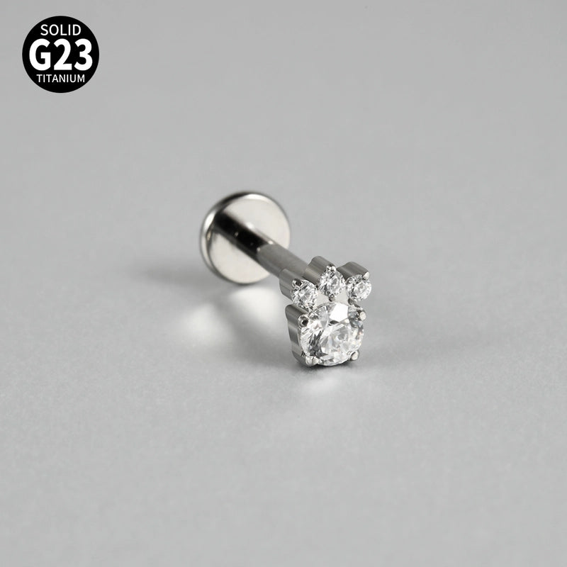 1 Piece Ear Cartilage Rings & Studs Casual Hip-Hop Snake Butterfly G23 Titanium Alloy Inlay Zircon 18K Gold Plated Lip Rings Ear Cartilage Rings & Studs