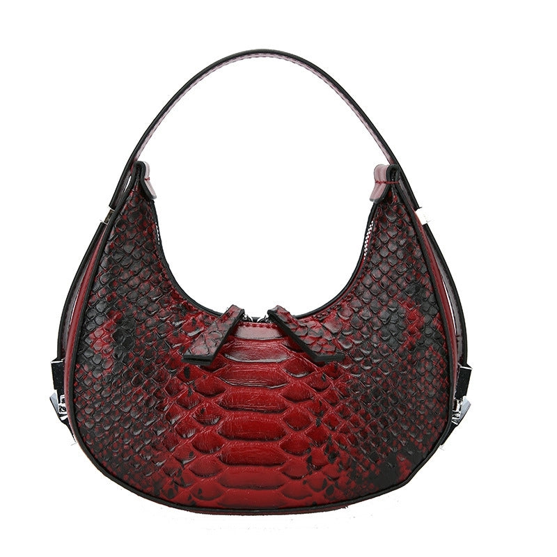 Women's All Seasons Pu Leather Crocodile Streetwear Round Zipper Handbag Underarm Bag