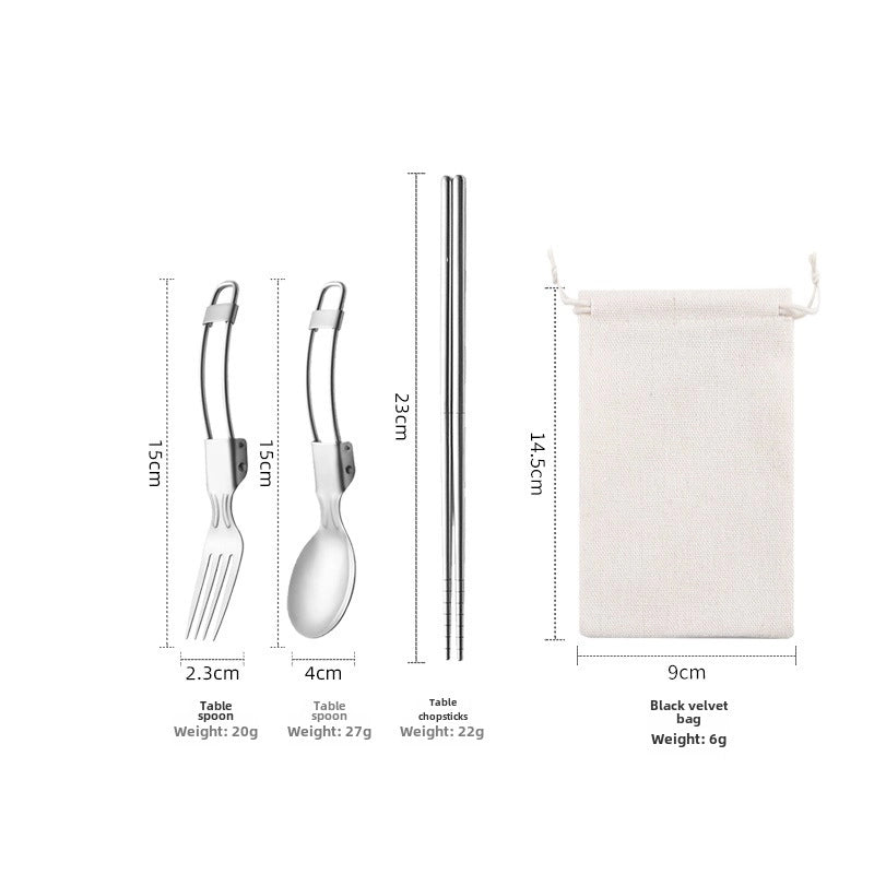 304 Folding Tableware Suit Salad Spoon Fork Chopsticks Folding Spoon Outdoor Picnic Travel Portable Foldable