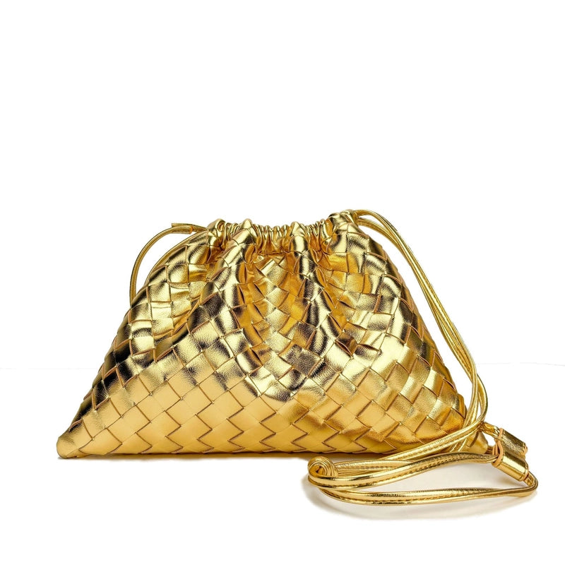 Women's Cowhide Irregular Solid Color Streetwear Square String Handbag Drawstring Bag
