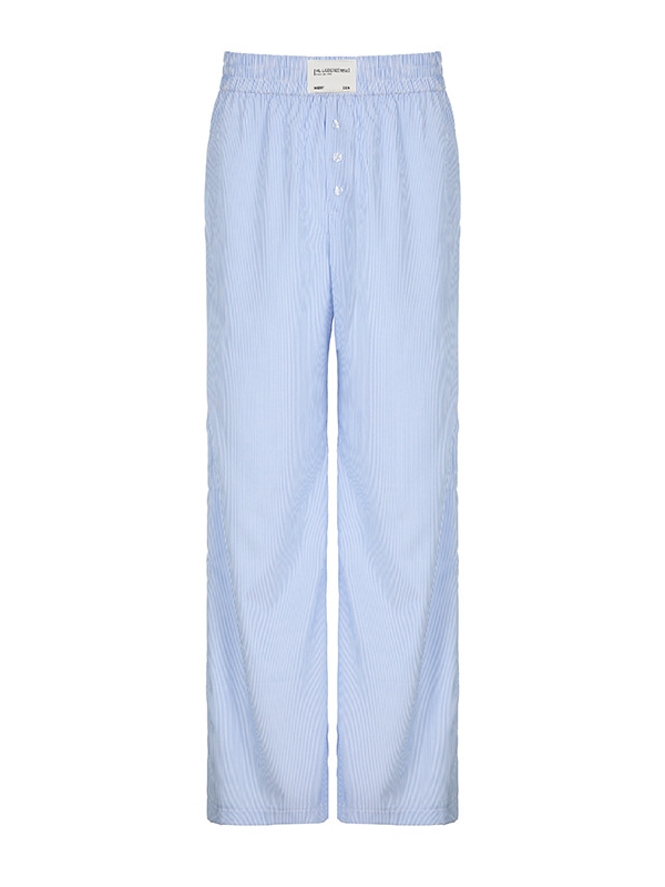 High Waisted Loose Elasticity Split-Joint Striped Pants Trousers