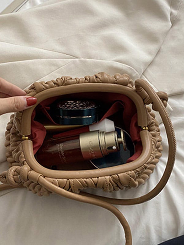 Pleated Solid Color Bags Crossbody Bags Handbags
