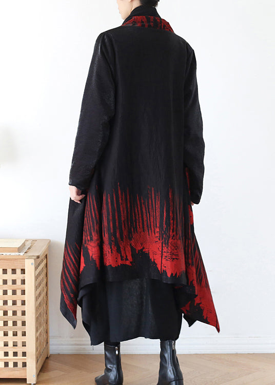 Red Pocket 2022 Trench Coats V Neck Long Sleeve