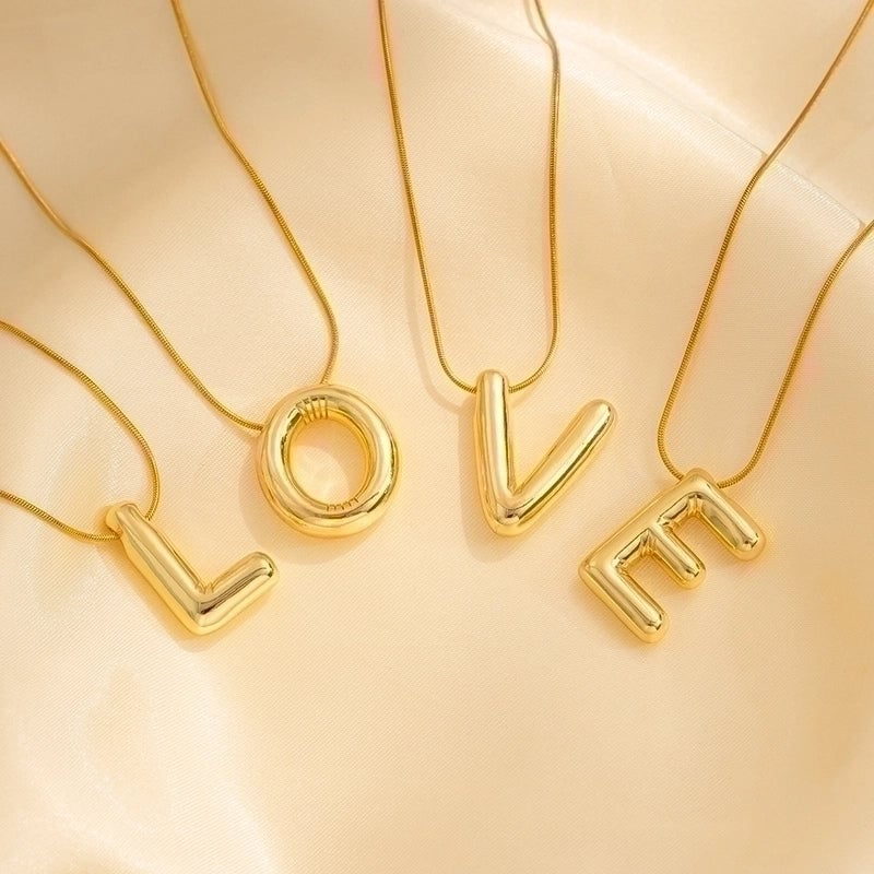 Titanium Steel Minimalist Letter Plating Pendant Necklace