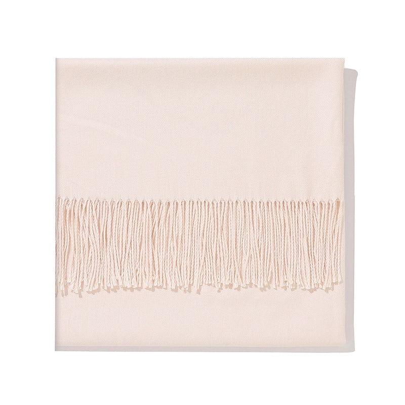 250g Autumn And Winter New Warm Thick Cashmere Texture Solid Color Couples Long Scarf Air Conditioning Tassel Shawl