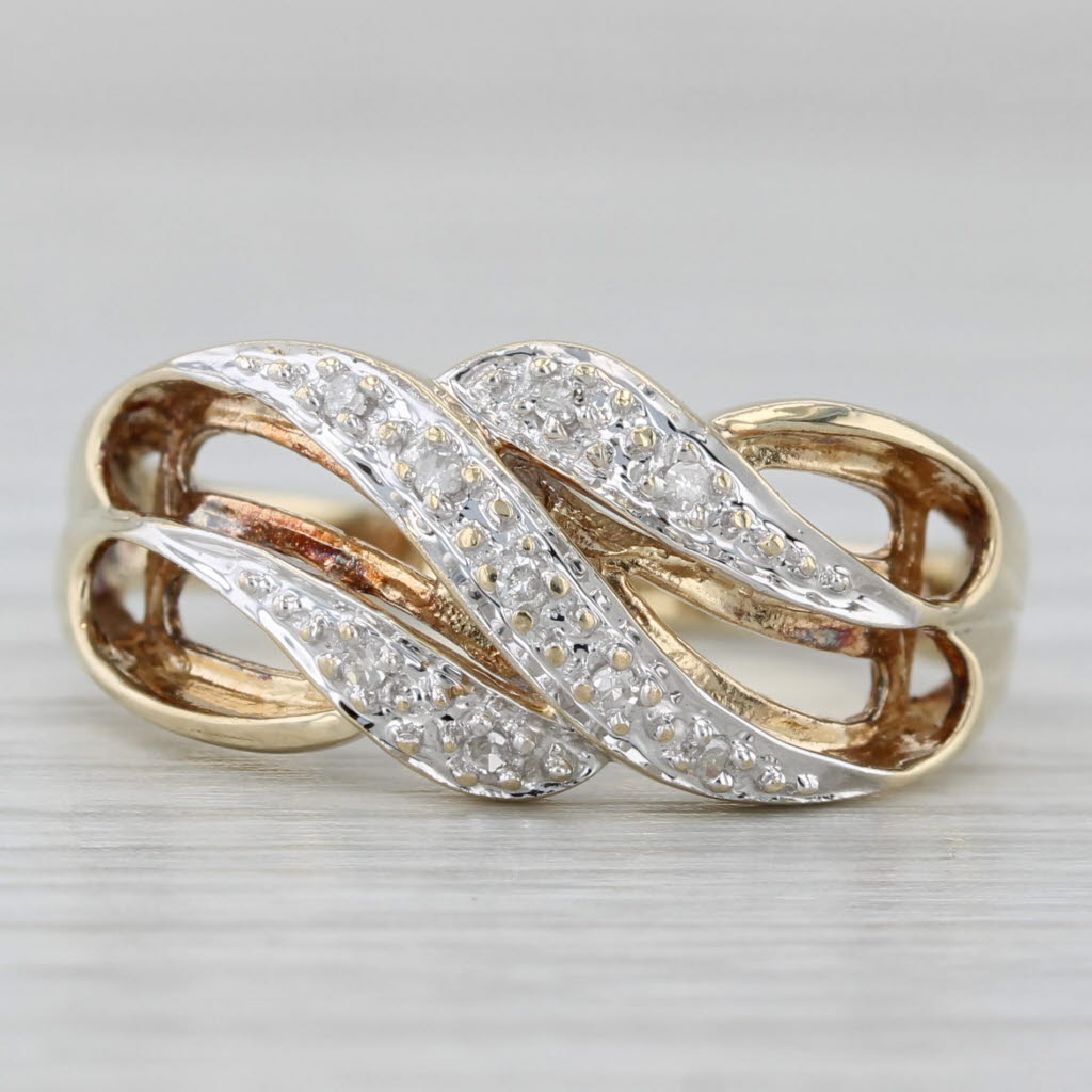 Scalloped Diamond Ring 10k Yellow Gold Size 8.25