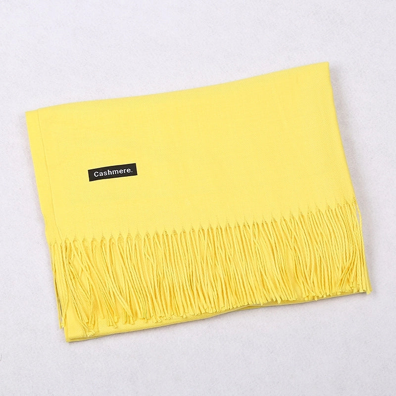 Pure Color Cashmere Scarf Women's Autumn And Winter Popular 220g Light Board Tassel Warm Shawl Travel Gift