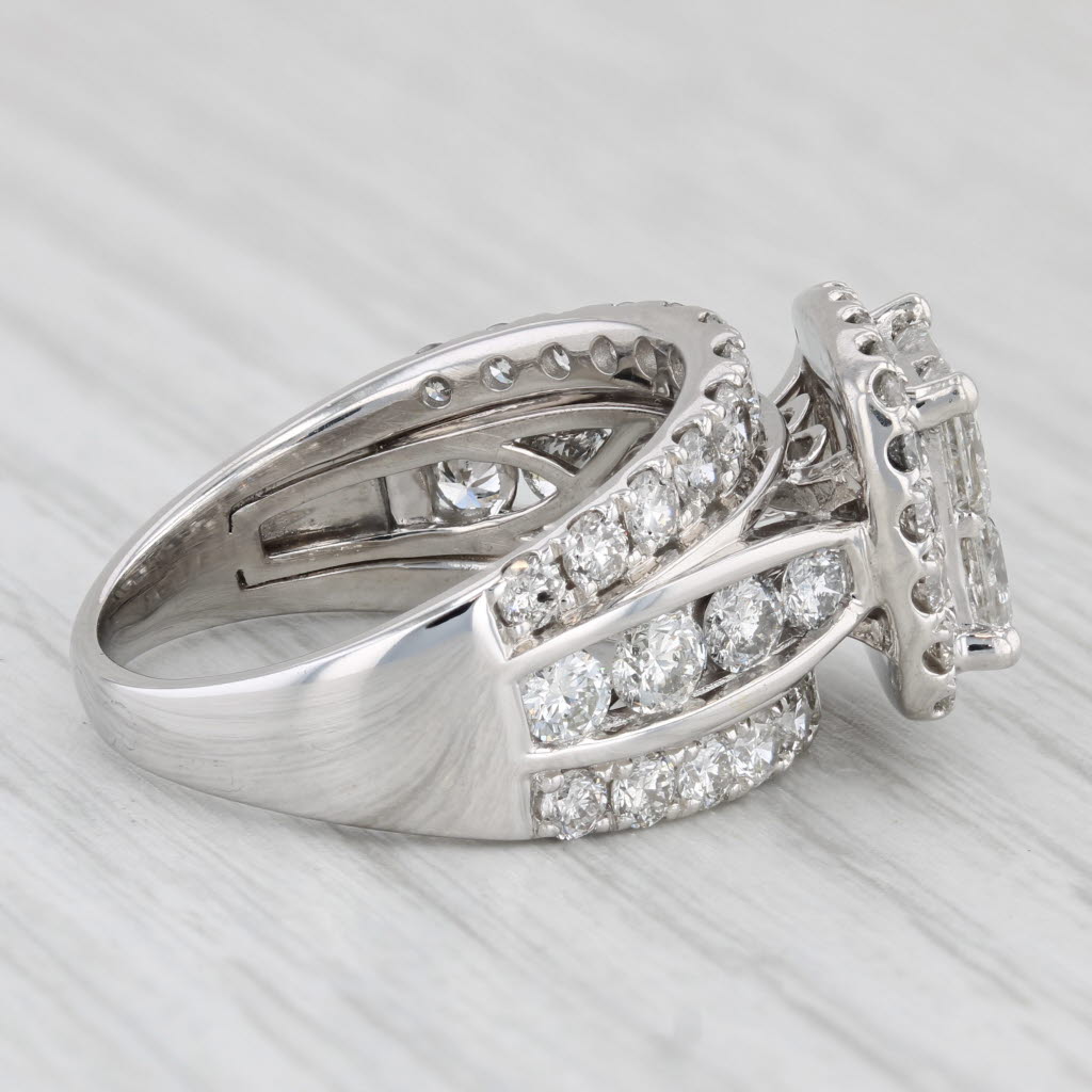 3.77ctw Princess Diamond Halo Engagement Ring 14k White Gold Size 7.75