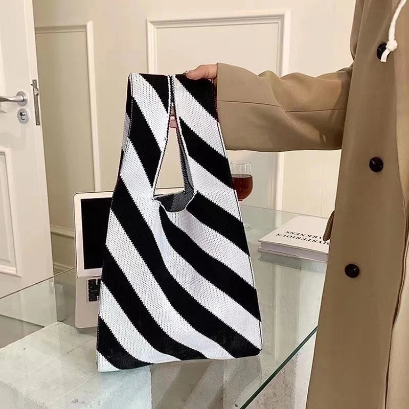 Women's Fashion Stripe Polyester Shopping Bags