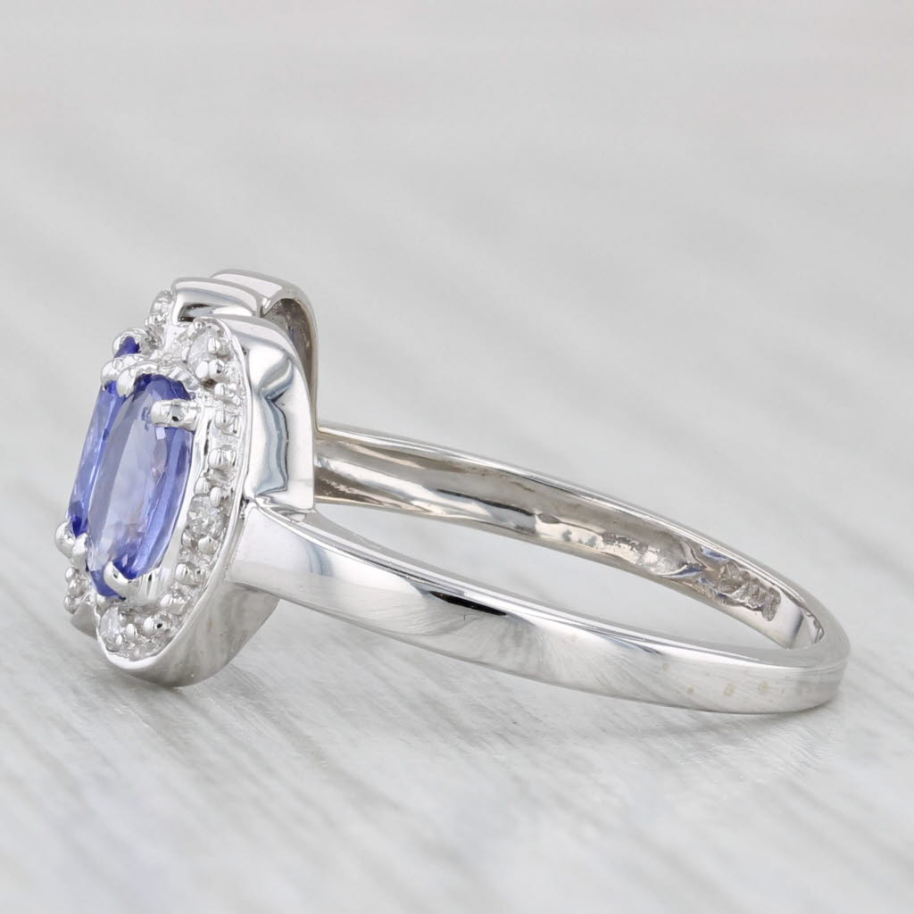 1.39ctw Tanzanite 3-Stone Diamond Ring 14k White Gold Size 6
