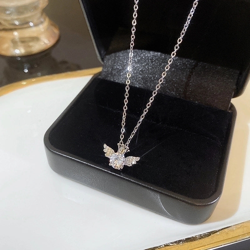 Minimalist Heart Shape Flower Bow Knot Titanium Steel Copper Plating Inlay Artificial Gemstones Pendant Necklace