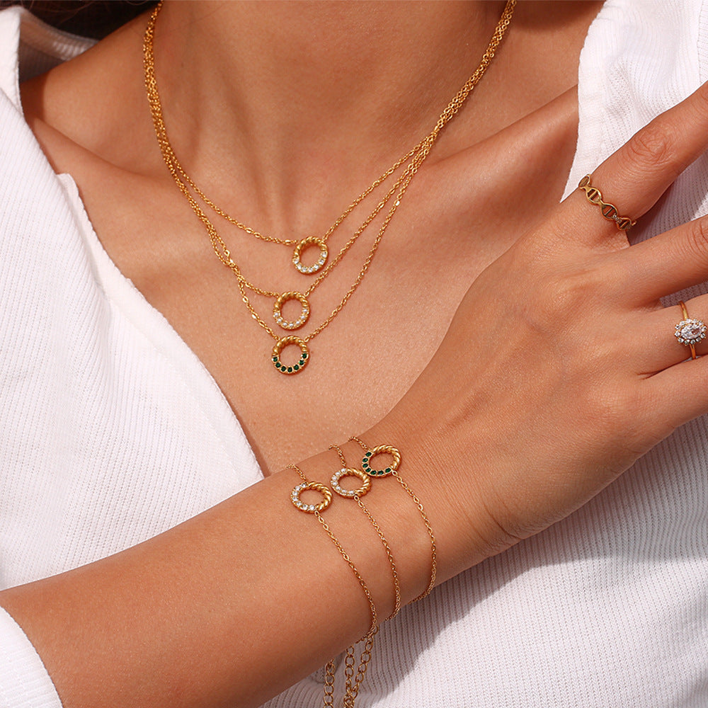 Fashion Geometric Stainless Steel 18K Gold Plated Necklaces
