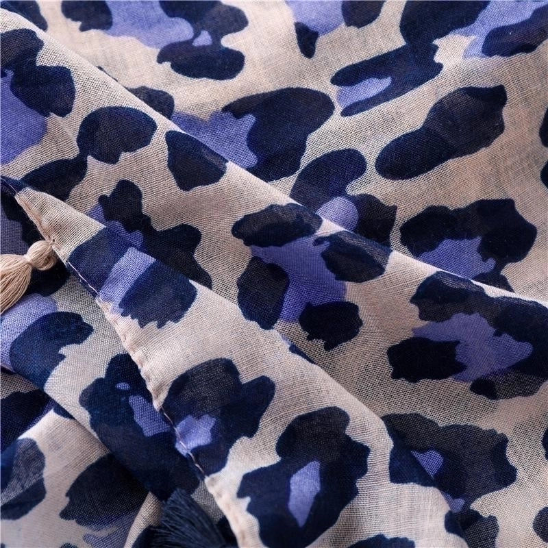 Leopard-print Cotton And Linen Scarves. Shawl. Long Silk Scarf. Keep Warm