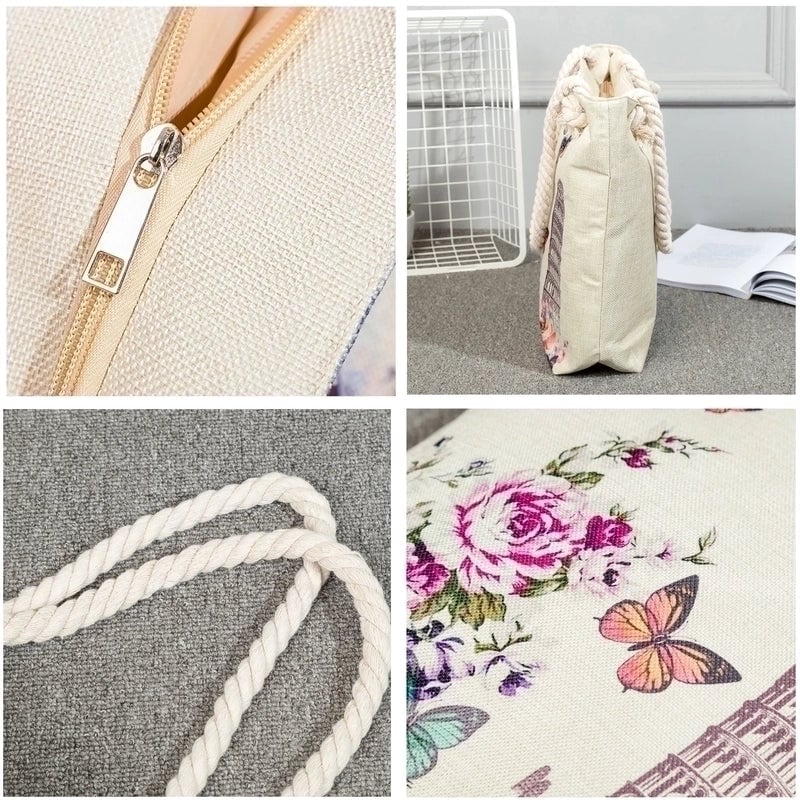 Women'S Vacation Butterfly Canvas Shopping Bags