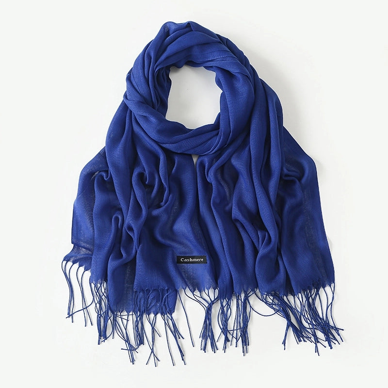 Women's Elegant Classic Style Solid Color Polyester Tassel Scarf