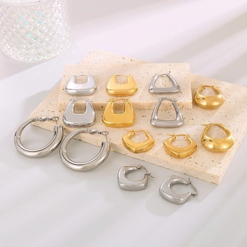1 Pair Modern Style Minimalist Solid Color Plating Stainless Steel 18K Gold Plated Earrings