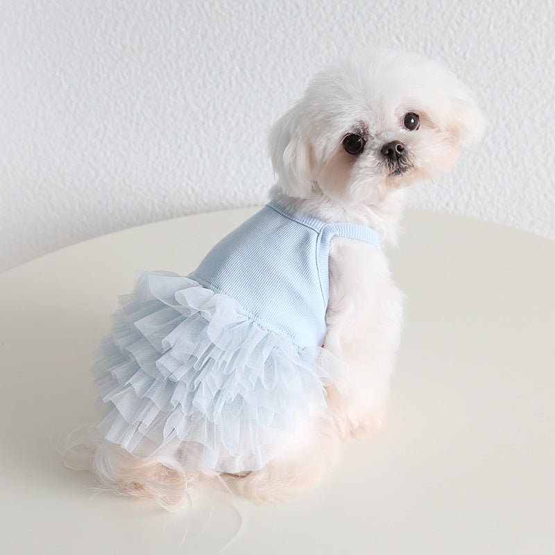 Solid Color Layered Dog Cat Lace Tutu Dress