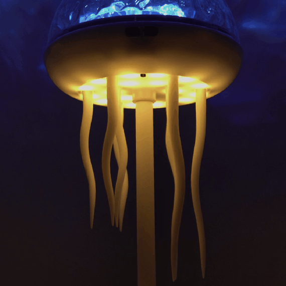 Jellyfish Wave Projector Lamp 7-Color LED Night Light with Moving Tentacles Water Ripple Effect for Relaxation