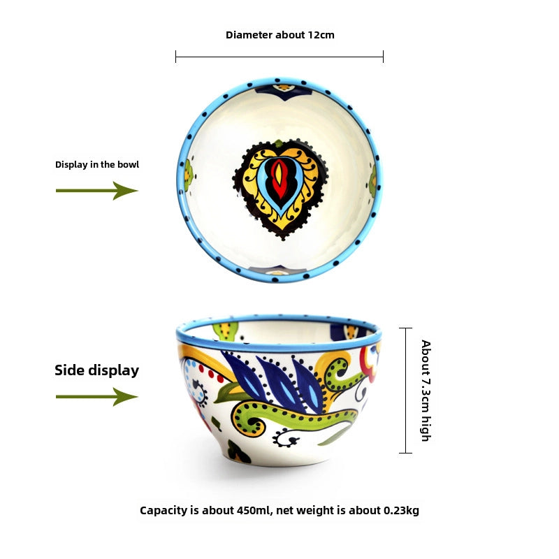 Style Creative Hand-painted Ceramic Plate Irregular Western Plate Fashionable Household Plate Bowl Combination Steak Plate