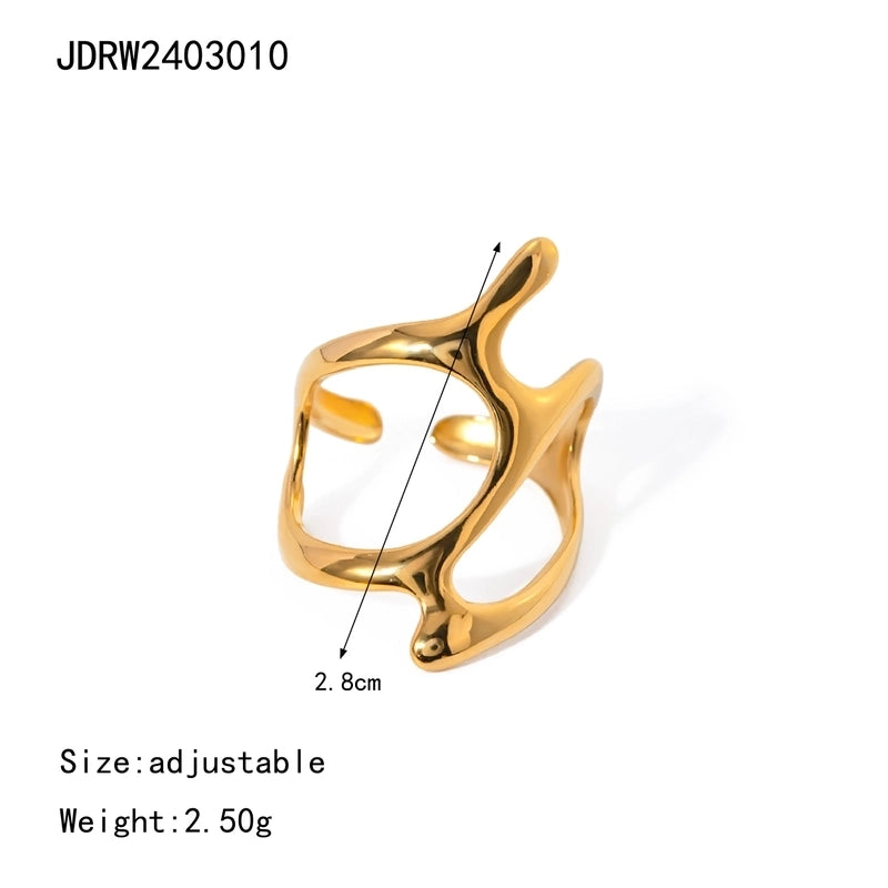 IG Style Round Moon Solid Color 304 Stainless Steel Open Rings