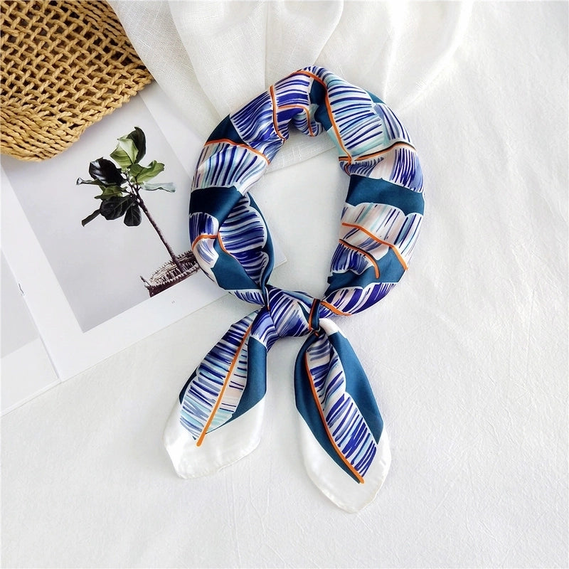 Women's Minimalist Printing Satin Silk Scarf
