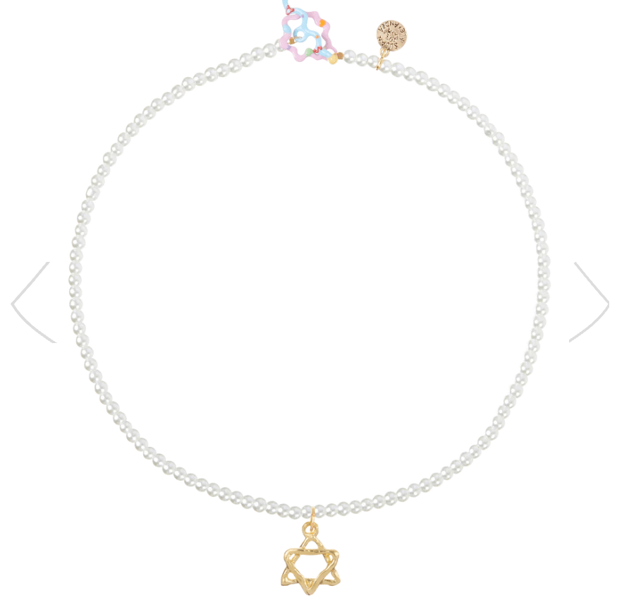 Star of David Prayer Necklace  - Pearl